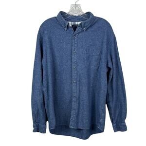 Lands' End Blue Button Down Shirt Men’s XL Long Sleeve 100% Cotton Casual Solid